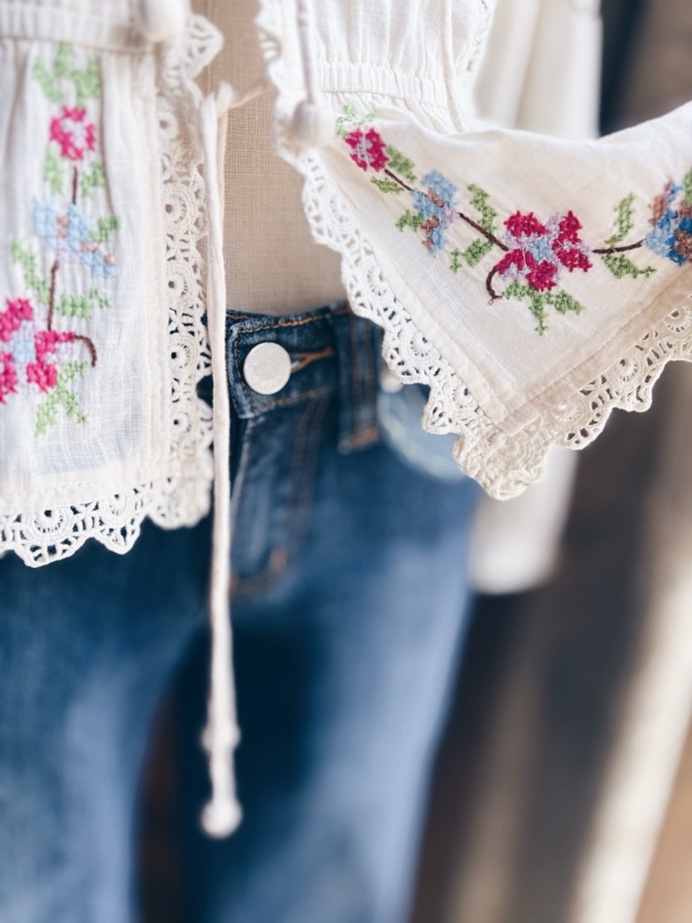 Jennifer & Grace Embroidered Boho Blouse Cardigan NWT - Picture 8 of 16